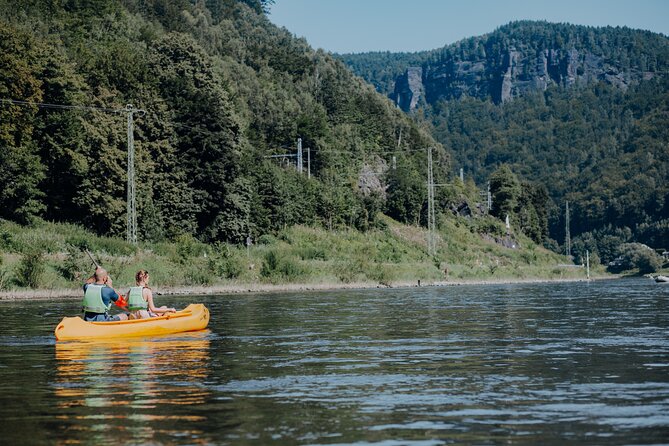 Canoeing on the Elbe river + Bike rental from Děčín to Bad Schandau - The canoe run: sandstone canyon views and how wind can change the day