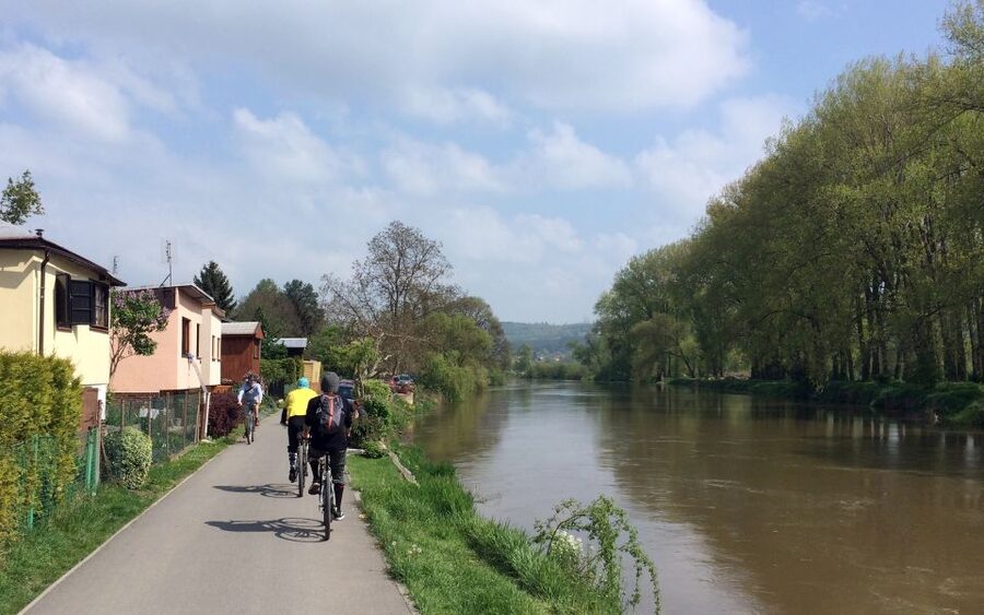 Coutryside bike tour to Karlstejn Castle. - The first stretch through Prague sights and river edges