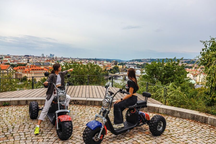 Electric Trike Sunset Prague Tour - The Letná Viewpoint, where your sunset moment actually lands