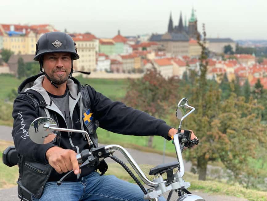 Heart of Prague tour on Tricycle electric scooter - John Lennon Wall and Kampa Island: color and calm on the river edge