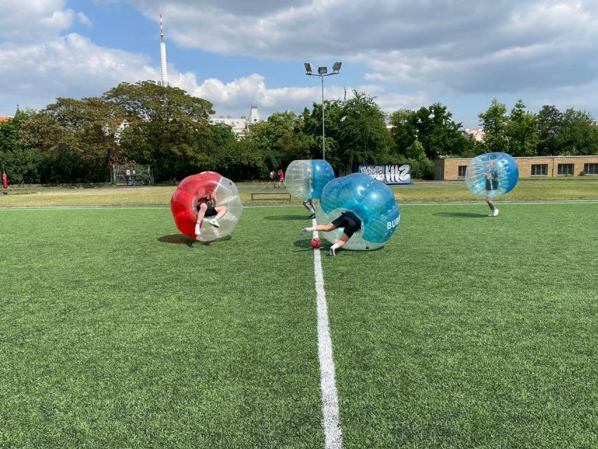Prague: Bubbles football - Zorb Football in centrum - Changing Room, Knee Pads, and Safety Basics on the Pitch