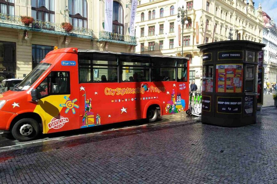 Prague: City Sightseeing HOHO Bus Tour & Optional Boat Tour - Blue Route: Republic Square to the castle hill, plus the riverbank and Old Town
