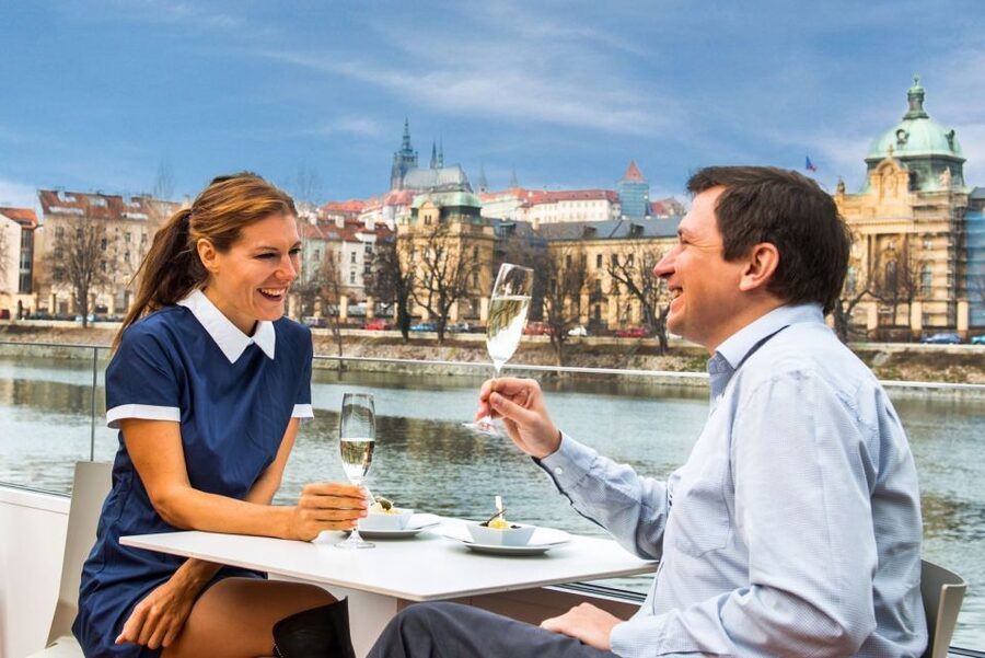 Prague: Evening Vltava River Eco Cruise with Prosecco - The Onboard Guide System: App Audio, Printed Languages, and Maps You Can Use