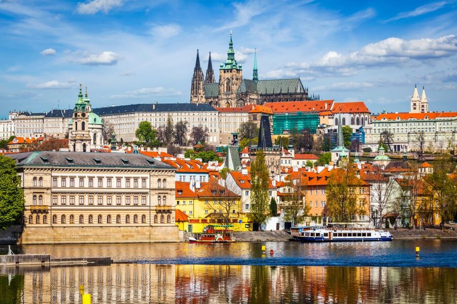 Prague: Full-Day Tour with Lunch and River Boat Cruise - Vltava River cruise: Prague Castle from the waterline