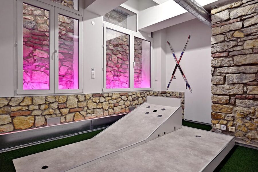 Prague: Mazemania Miniature Golf Experience - The Themed Holes: Sports Field, Living Room, Garden, and a Pond
