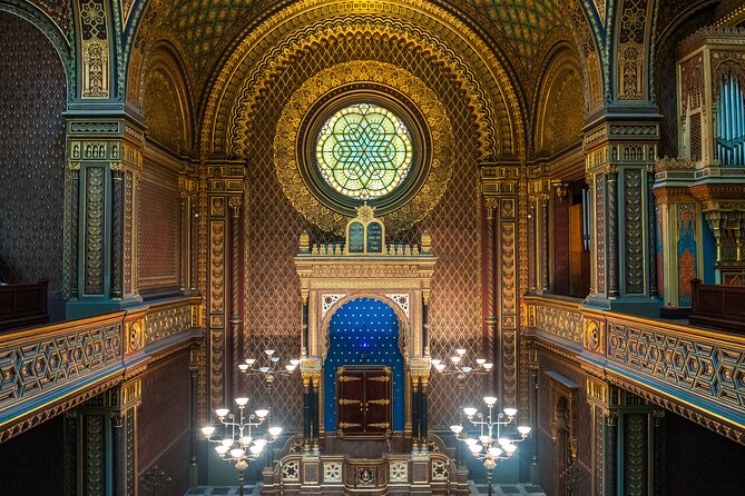 Prague Old Jewish Quarter and Spanish Synagogue Private Tour - Spanish Synagogue entry, Moorish style, colors, and the Torah ark