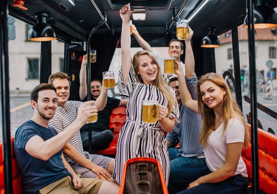 Prague: Party Beer Bus - Your Guide and Waitress Team: Service Plus City Context
