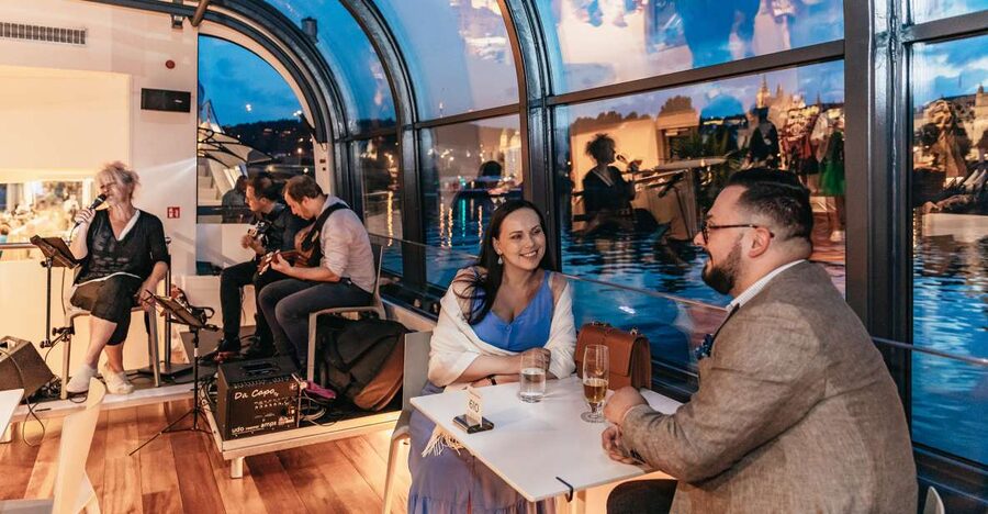 Prague: Sightseeing Dinner Cruise on Open-Top Glass Boat - Kampa Island and Charles Bridge: the calm, then the postcard moment