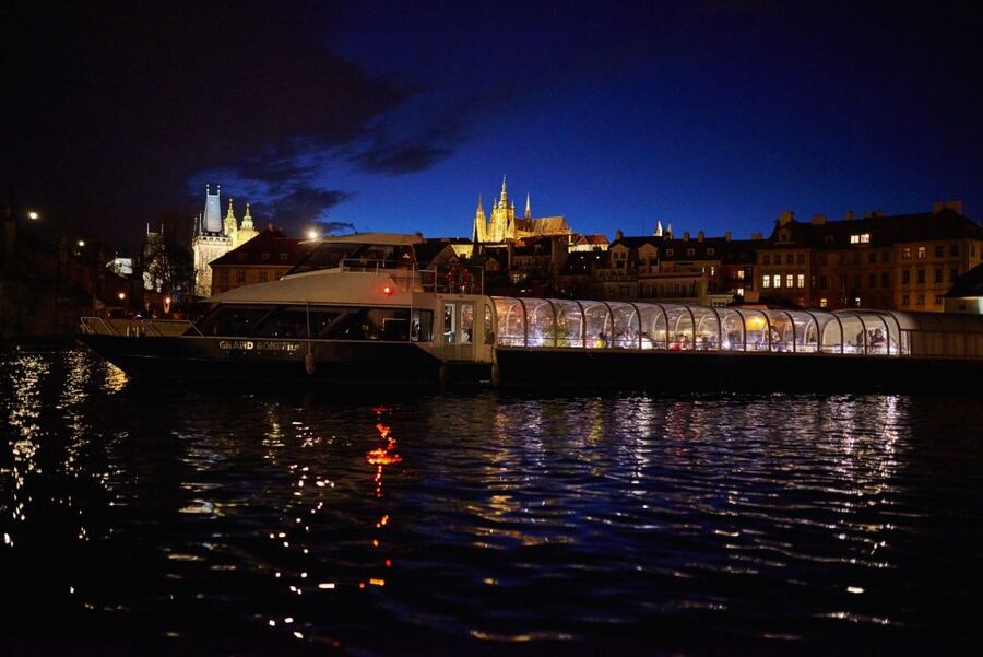 Prague: Sightseeing Dinner Cruise on Open-Top Glass Boat - Dancing House and Vyšehrad Castle: modern contrast plus a second viewpoint