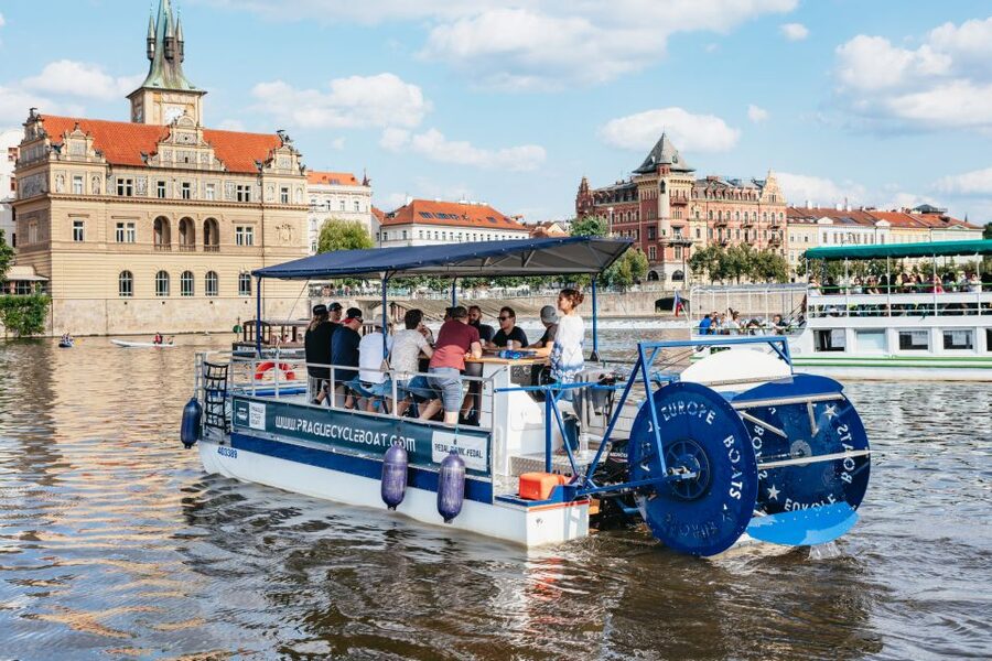 Prague: Swimming Beer Bike on A Cycle Boat - The drink setup: unlimited Budvar, or a set prosecco or cider amount