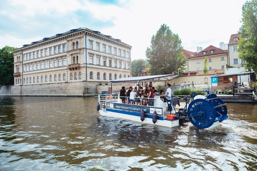Prague: Swimming Beer Bike on A Cycle Boat - National Theatre and Štvanice Island, the “Prague from water level” payoff