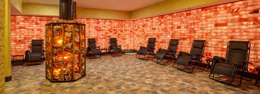 Prague: The Largest Beer SPA with Unlimited Beer Consumption - The Salt Cave: Birch Branches, Salt Fountain, and a Fireplace