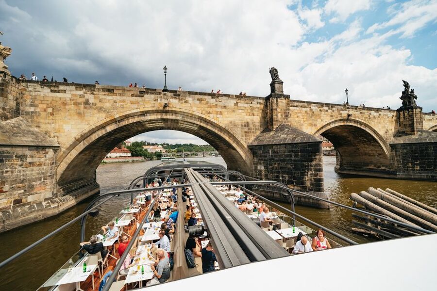 Prague: Vltava River Lunch Cruise in an Open-Top Glass Boat - Live Accordion Music And The Open-Top Feel