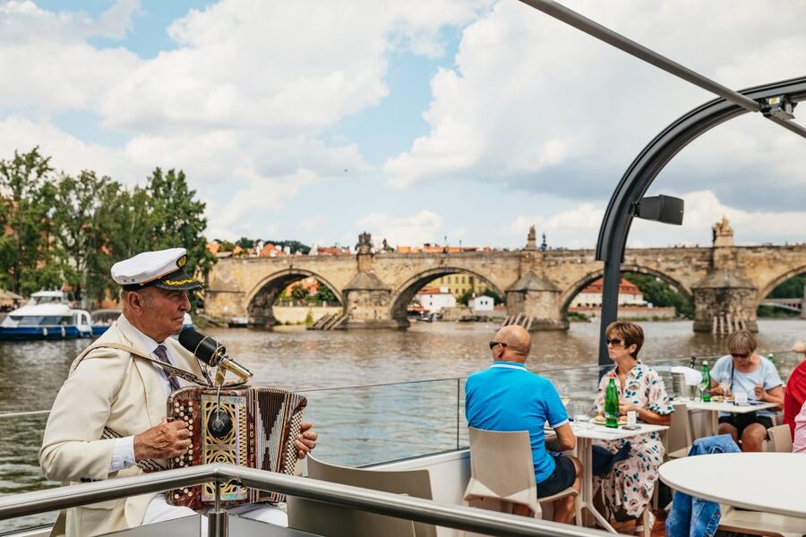 Prague: Vltava River Lunch Cruise in an Open-Top Glass Boat - Emmaus Monastery, Vyšehrad, And The City’s Industrial Side